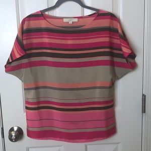 LOFT Striped (Varying Widths) Short Sleeve Top